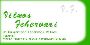 vilmos fehervari business card