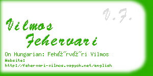 vilmos fehervari business card